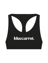 The Racer Bra - Black - BlueCarrot - Center Chest - Printed - White
