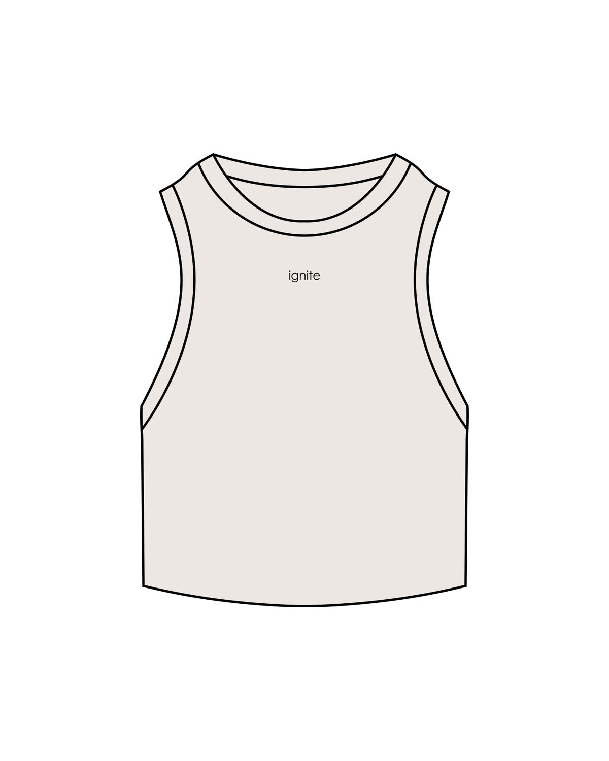 The Ribbed Crop Tank - Bone - Ignite Barre & Fitness - Center Chest - Embroidered - Black