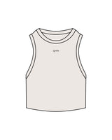 The Ribbed Crop Tank - Bone - Ignite Barre & Fitness - Center Chest - Embroidered - Black