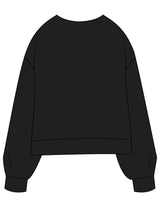 The Womens Sueded Crewneck - Black - LVL - Center Chest & Right Wrist Icon - Printed - White