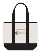The Contrast Tote Bag - Natural / Black - Core Strong - Center Body Stacked - Printed - Black