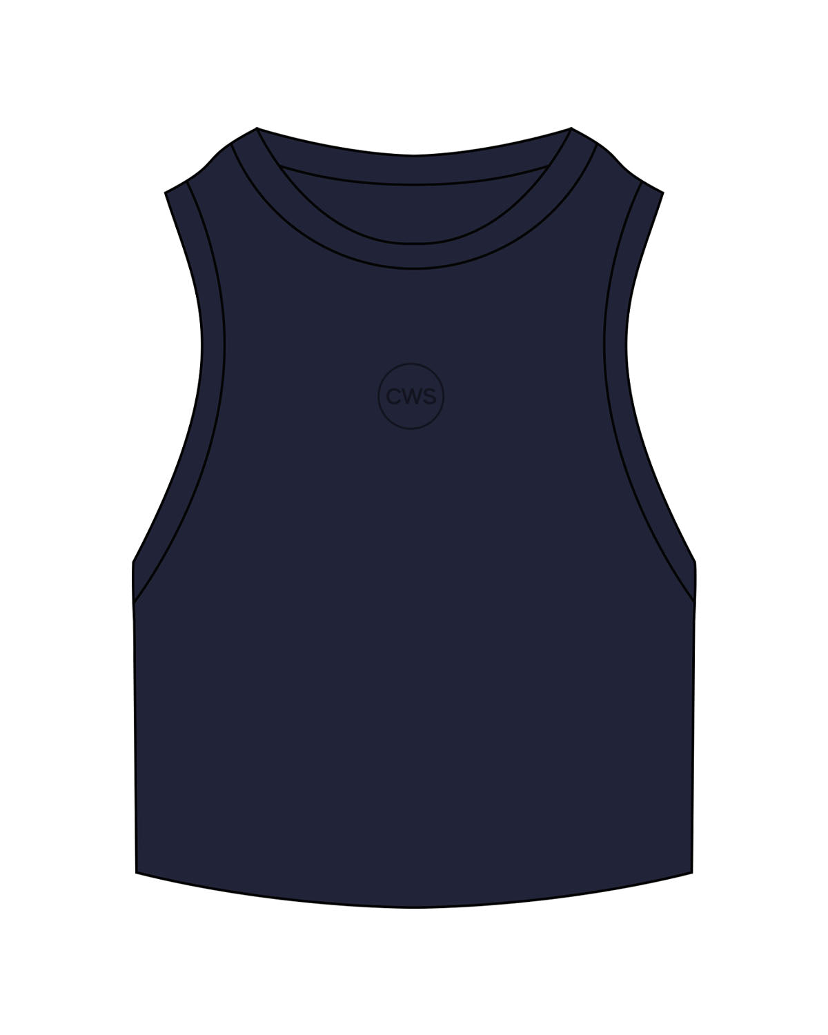 The Ribbed Crop Tank - Navy - C Wickson - Center Chest Logo - Embroidered - Tone on Tone