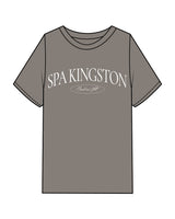 The Mens Heavyweight Tee - Washed Gray - Spa Kingston - Center Chest Stacked & Back Corner - Printed - White