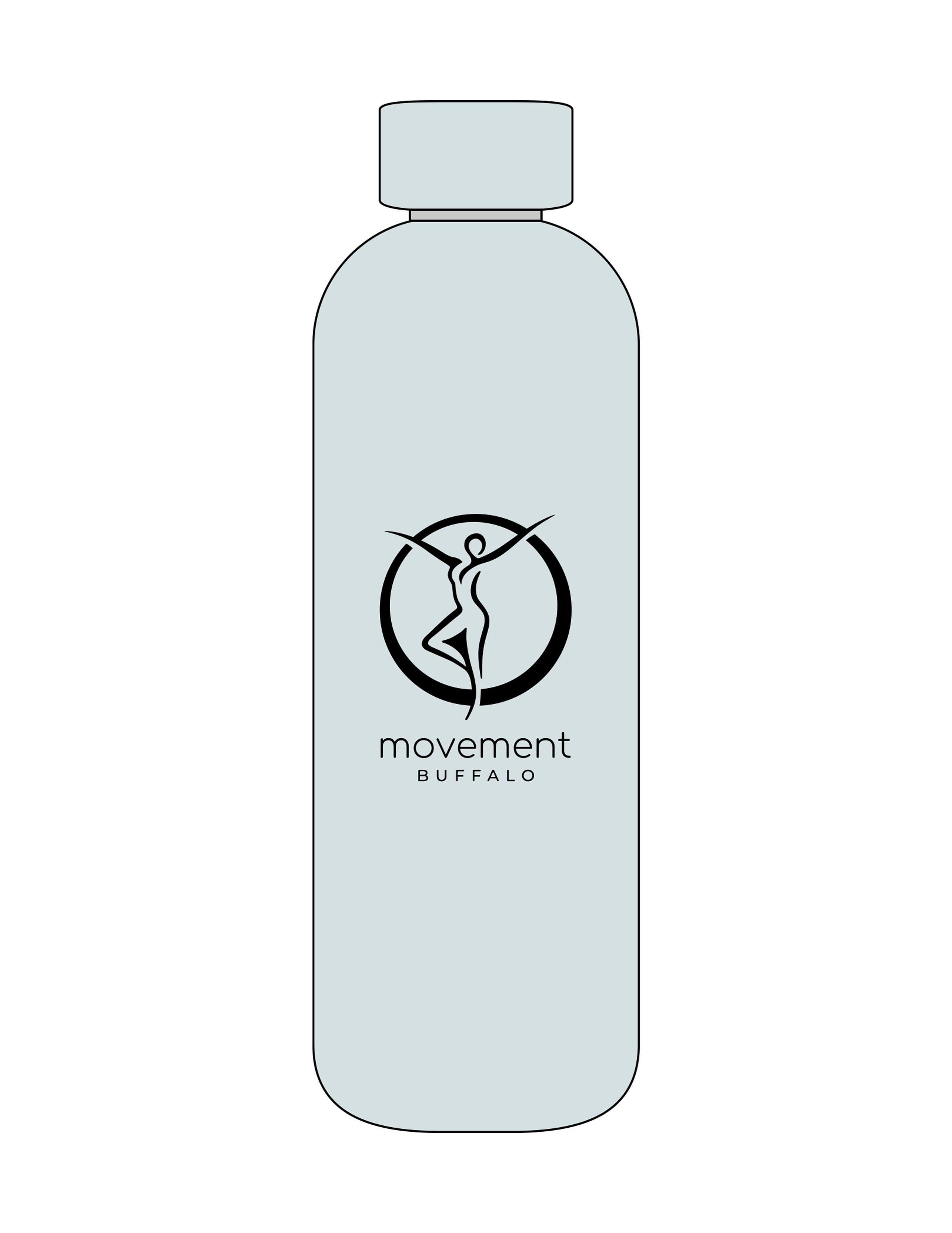 The Water Bottle - Mint - Movement Pilates Buffalo - Center Body Stacked - Printed - Black