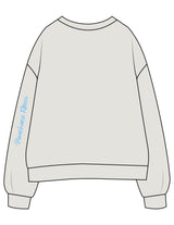 The Womens Crewneck - Washed Bone - Powerhouse Fitness - Center Chest "PILATES" & Back Left Sleeve - Printed - Full Color