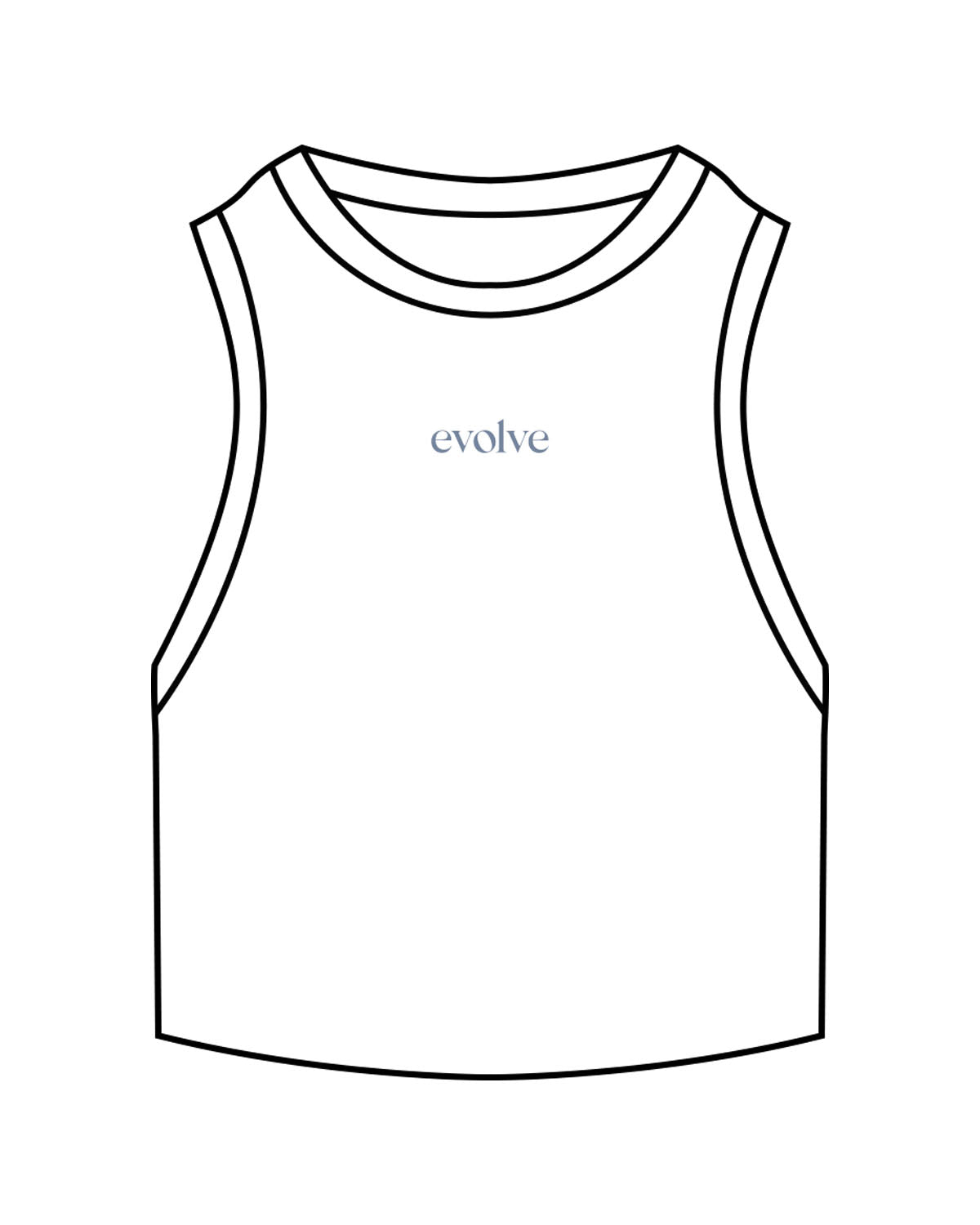 The Ribbed Crop Tank - White - Evolve Lagree - Center Chest - Embroidered - Powder
