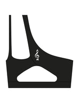 The One Shoulder Bra - Black - SOUL YOGA - Center Back - Printed - White