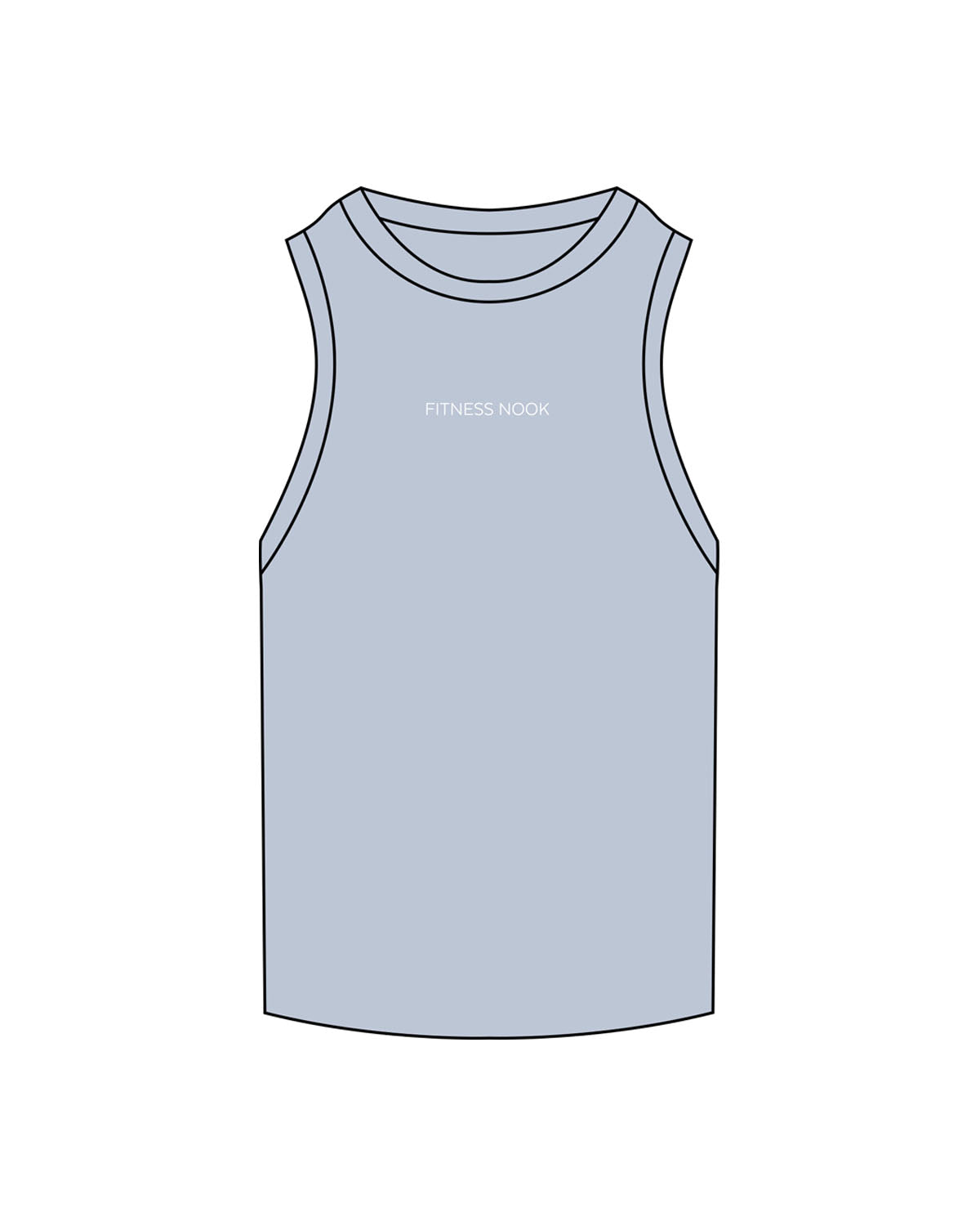 The Ribbed Full Length Tank - Powder - Fitness Nook - Chest - Embroidered - White
