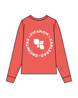 The Unisex Midweight Long Sleeve - Dragonfruit - Fit 4 Mom Carlsbad Encinitas - Left Chest Stacked & Back Center - White