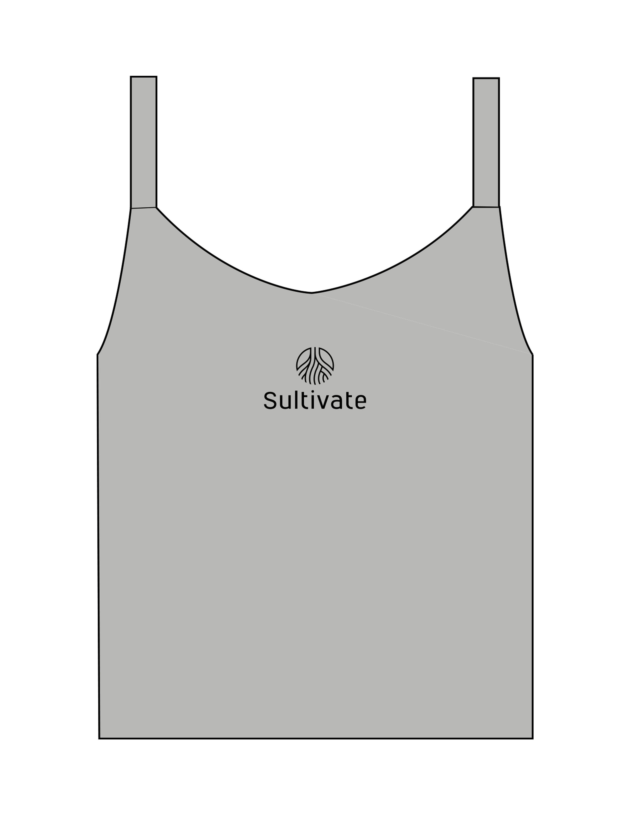 The Micro Rib Strappy Crop Tank - Heather - Sultivate - Center Chest Stacked - Printed - Black