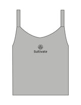 The Micro Rib Strappy Crop Tank - Heather - Sultivate - Center Chest Stacked - Printed - Black