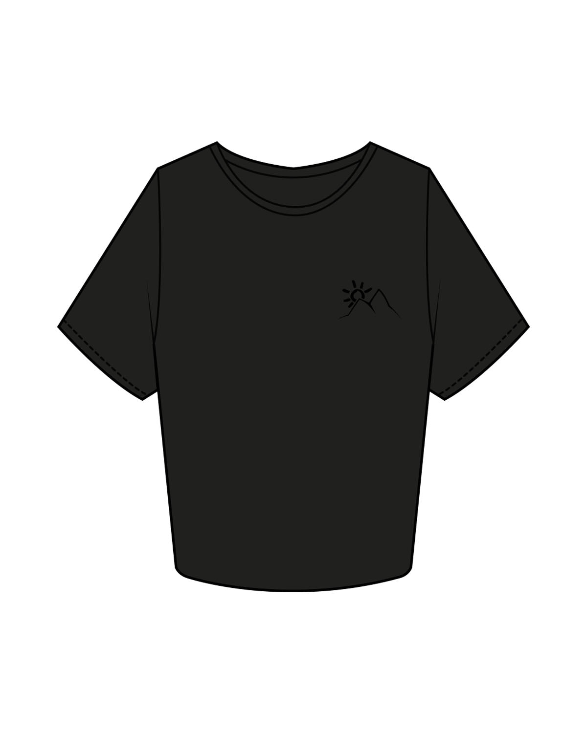 The Crop Tee - Black - Fitness Quest 10 - Left Chest & Back Stacked - Tone on Tone