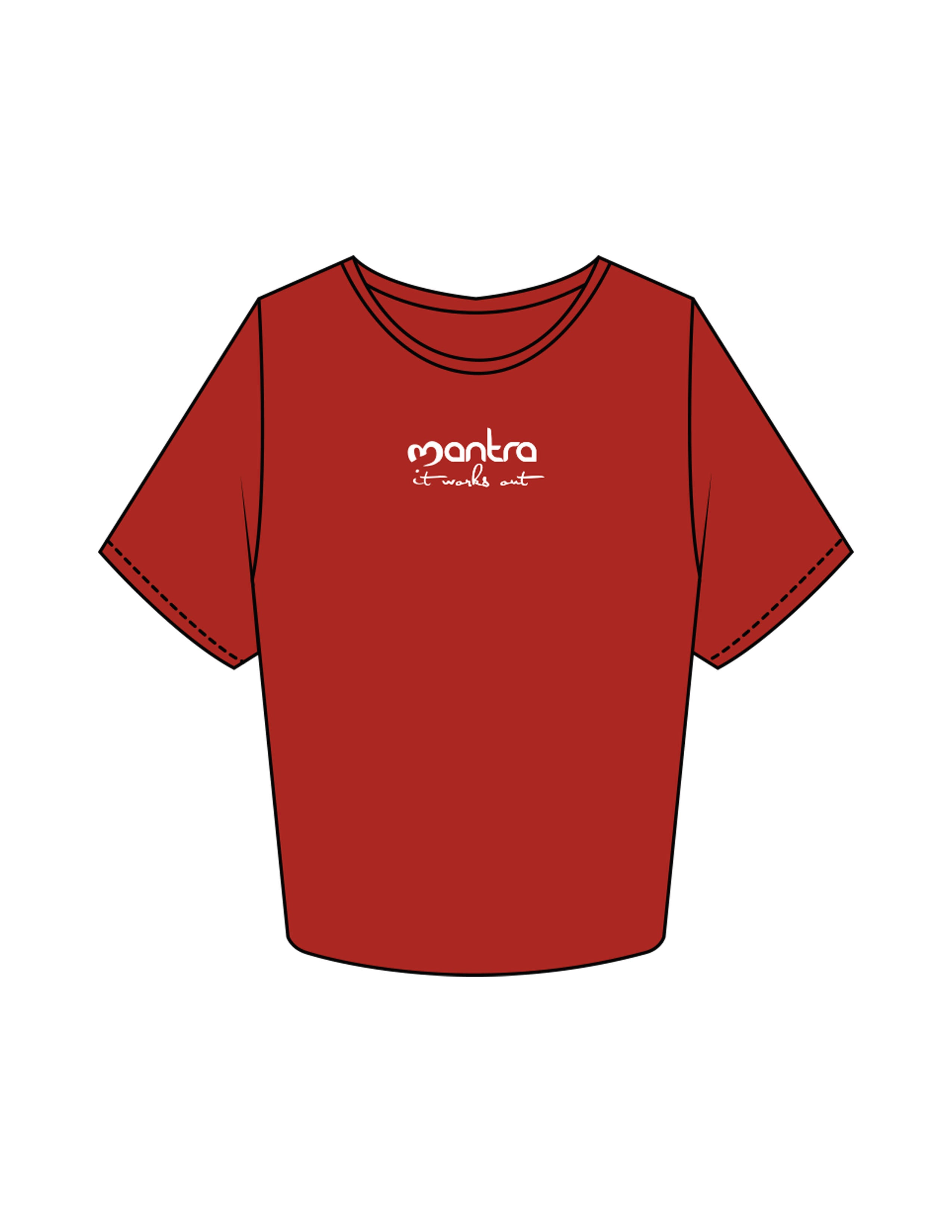 The Crop Tee - Red - Mantra - Center Chest Stacked - Printed - White