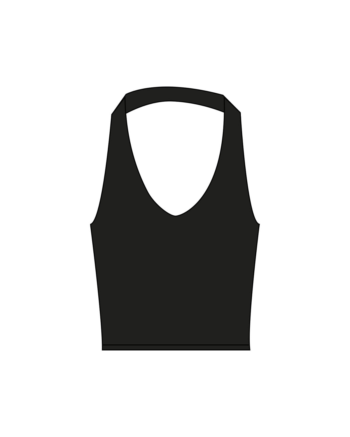 The Halter Tank - Black - Reform Fitness - Center Back - Printed - White