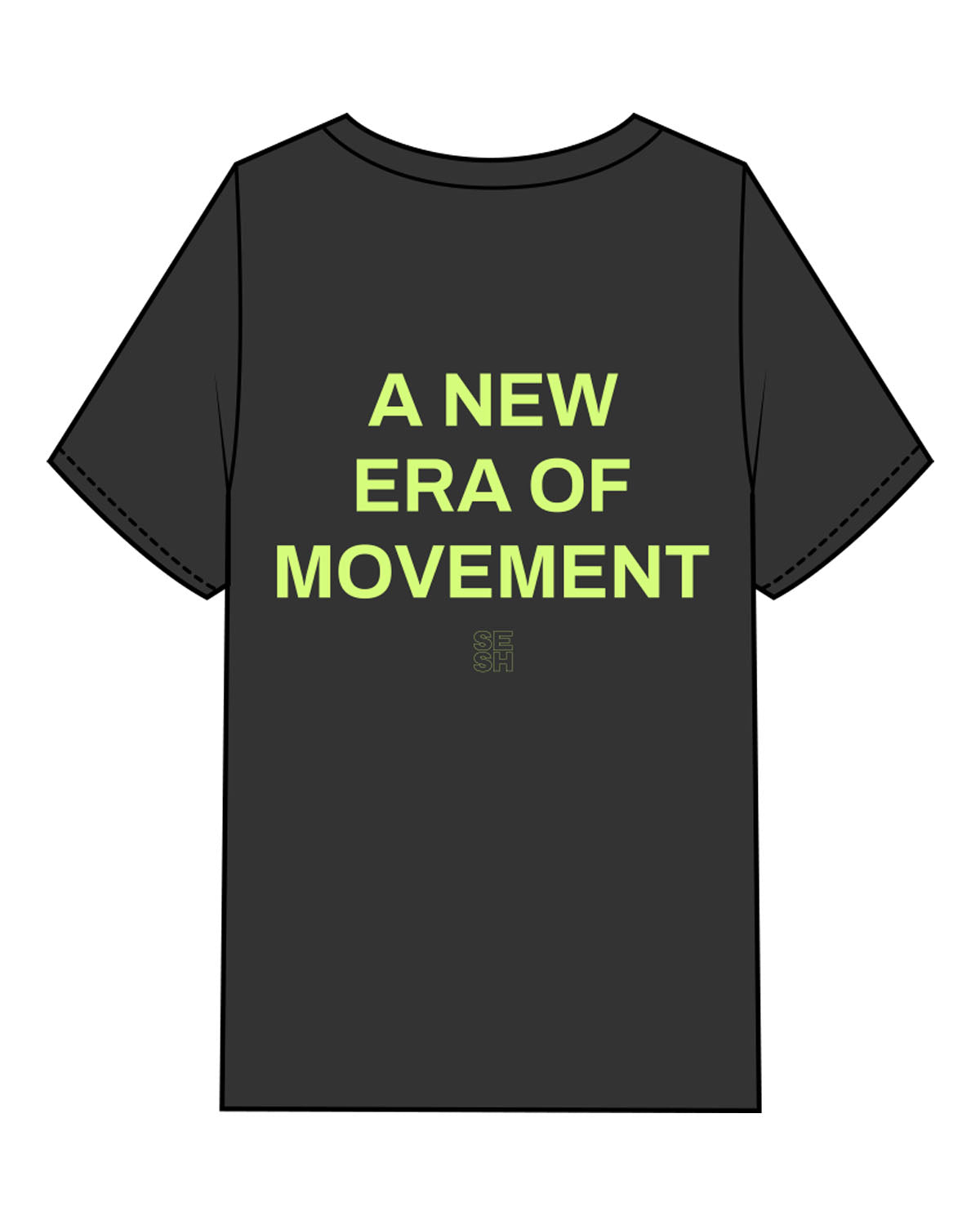 The Mens Heavyweight Tee - Washed Black - Sesh Studio - Center Chest & Center Back Stacked - Printed - Neon Green