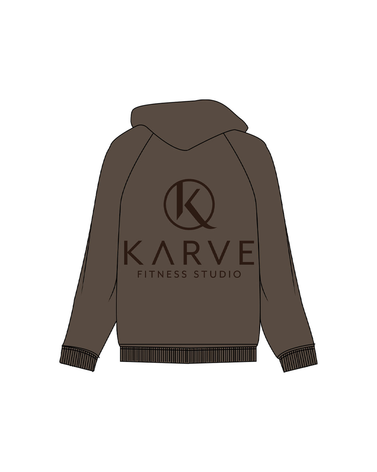 The Recycled Unisex Zip Hoodie - Brown - Karve - Left Chest Logo & Center Back Stacked Logo - Printed - Tone on Tone