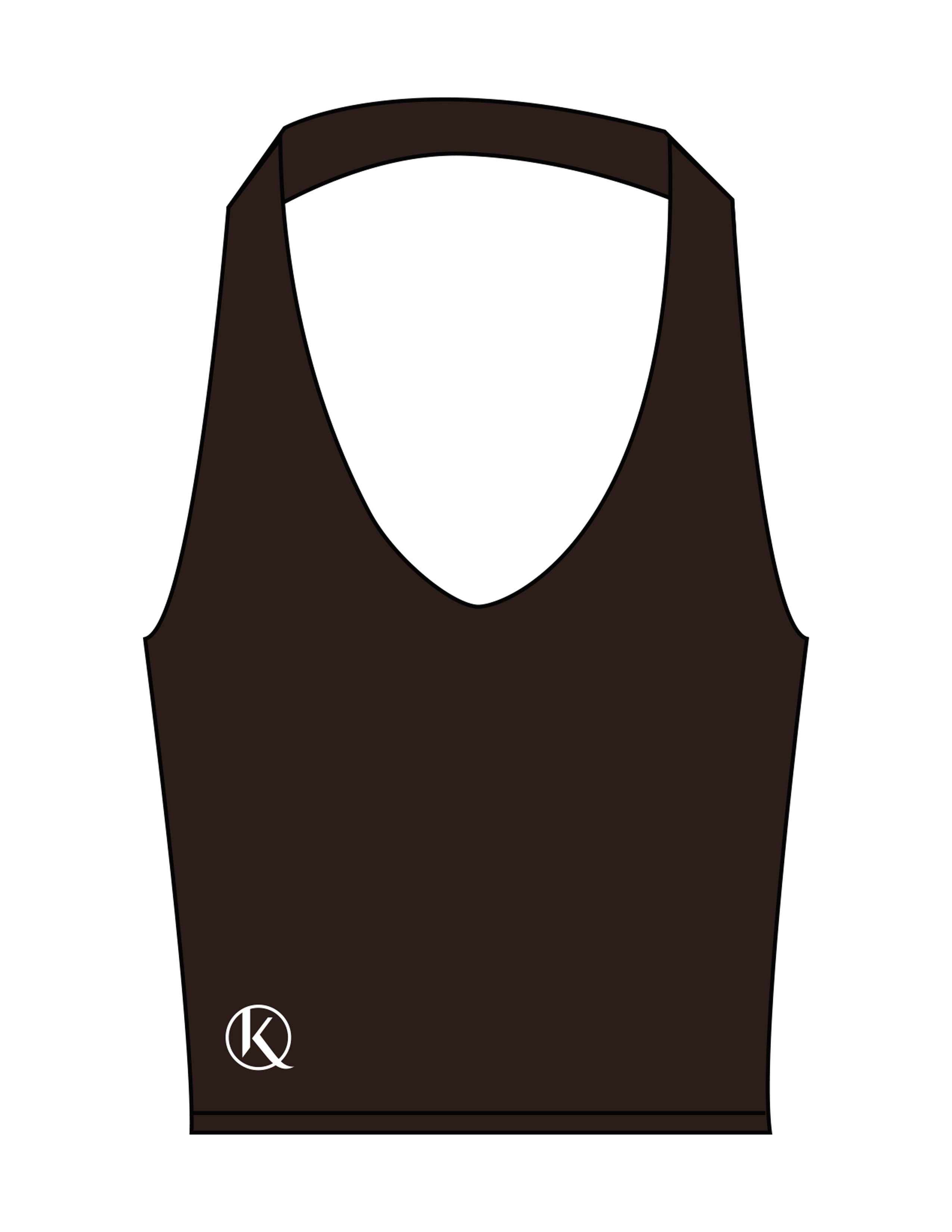 The Halter Tank - Brown - Karve - Front Bottom - Printed - White