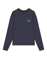 The Mens Long Sleeve - Navy - PLATFORM - Left Chest - Back Stacked - Printed - White