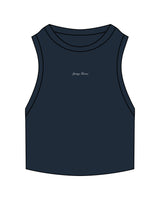 The Ribbed Crop Tank - Navy - Spring House - Center Chest - "Spring House" Logo - Embroidered - White