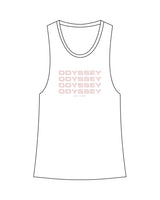 The Womens Racerback Tank - White - Odyssey Performance - Center Chest Stacked - "EST 2020" - Printed - Pink