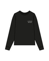 The Mens Long Sleeve - Black - Bean Head - Left Chest Stacked & Back Round - Printed - White