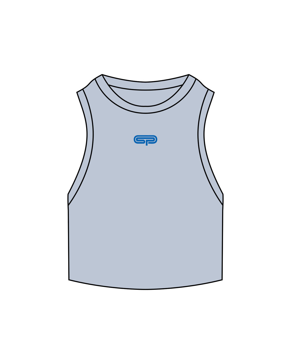 The Ribbed Crop Tank - Powder - Studio Physique - Center Chest - Embroidered - Royal Blue