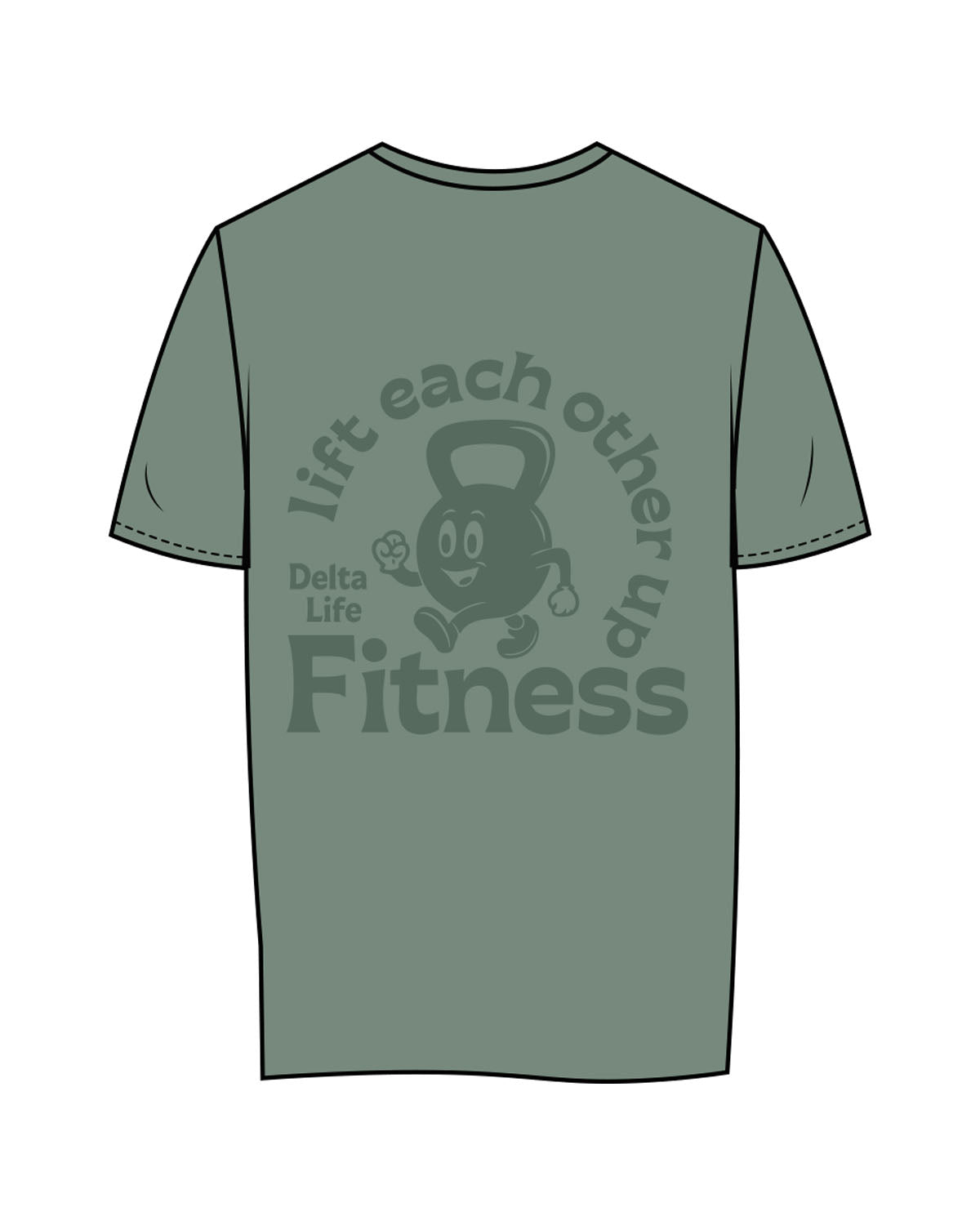 The Womens Tee - Sage - Delta Fitness - Left Chest & Back Stacked - Printed - Tone on Tone