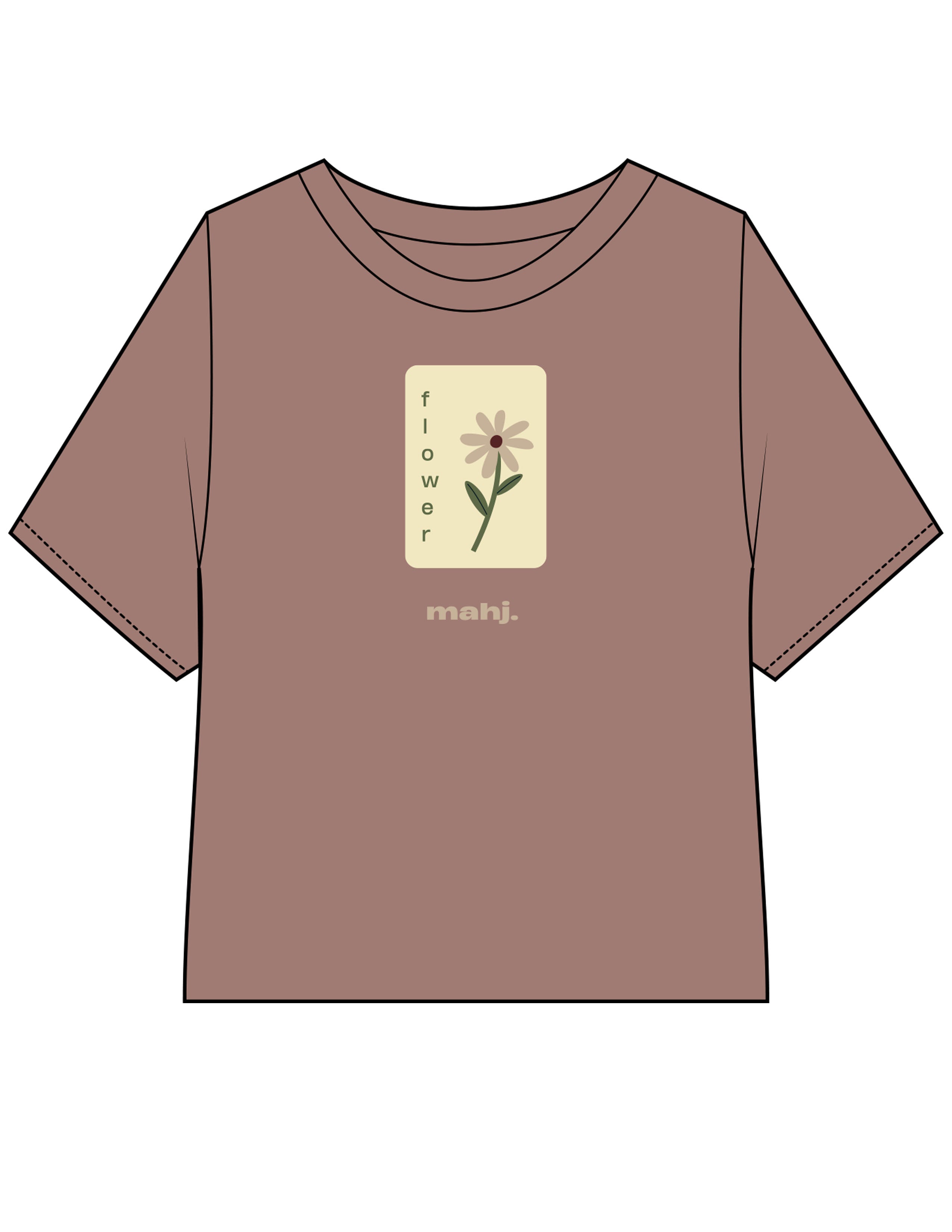 The Crop Terry Tee - Cacao - Barnes. The Label - Center Chest & Back Neckline - Printed - Full Color