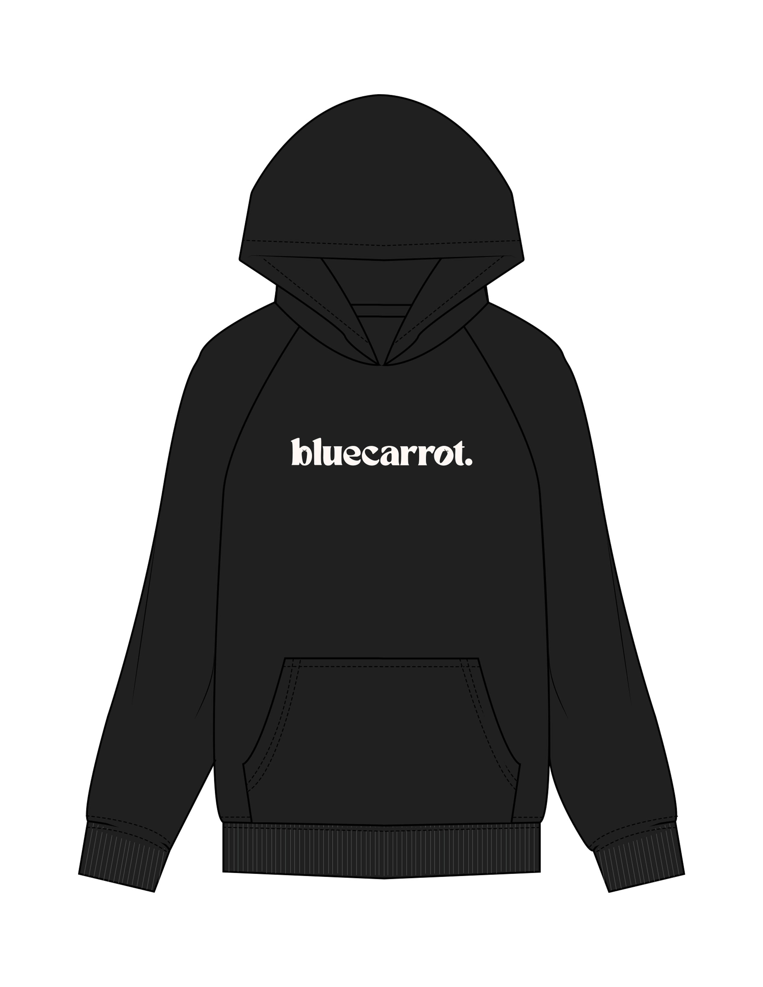 The Mens Hoodie - Black - BlueCarrot - Center Chest - Printed - Off White