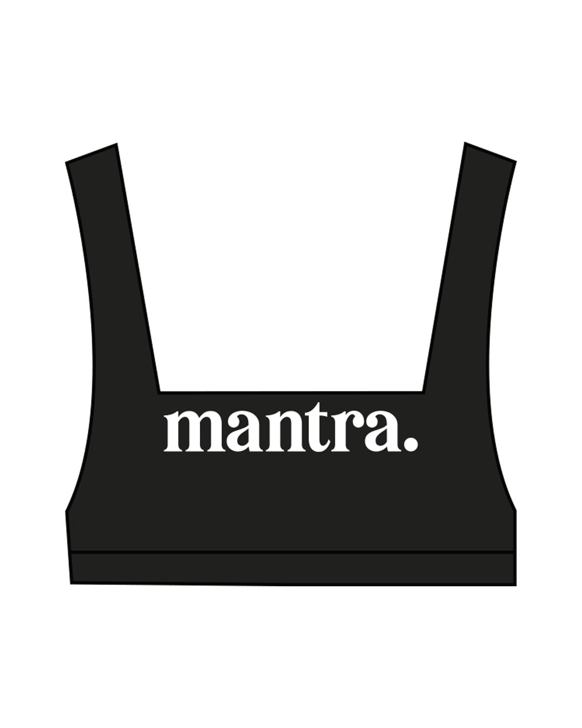 The Box Cut Bra - Black - Mantra - Center Chest & Back Center - Printed - Black