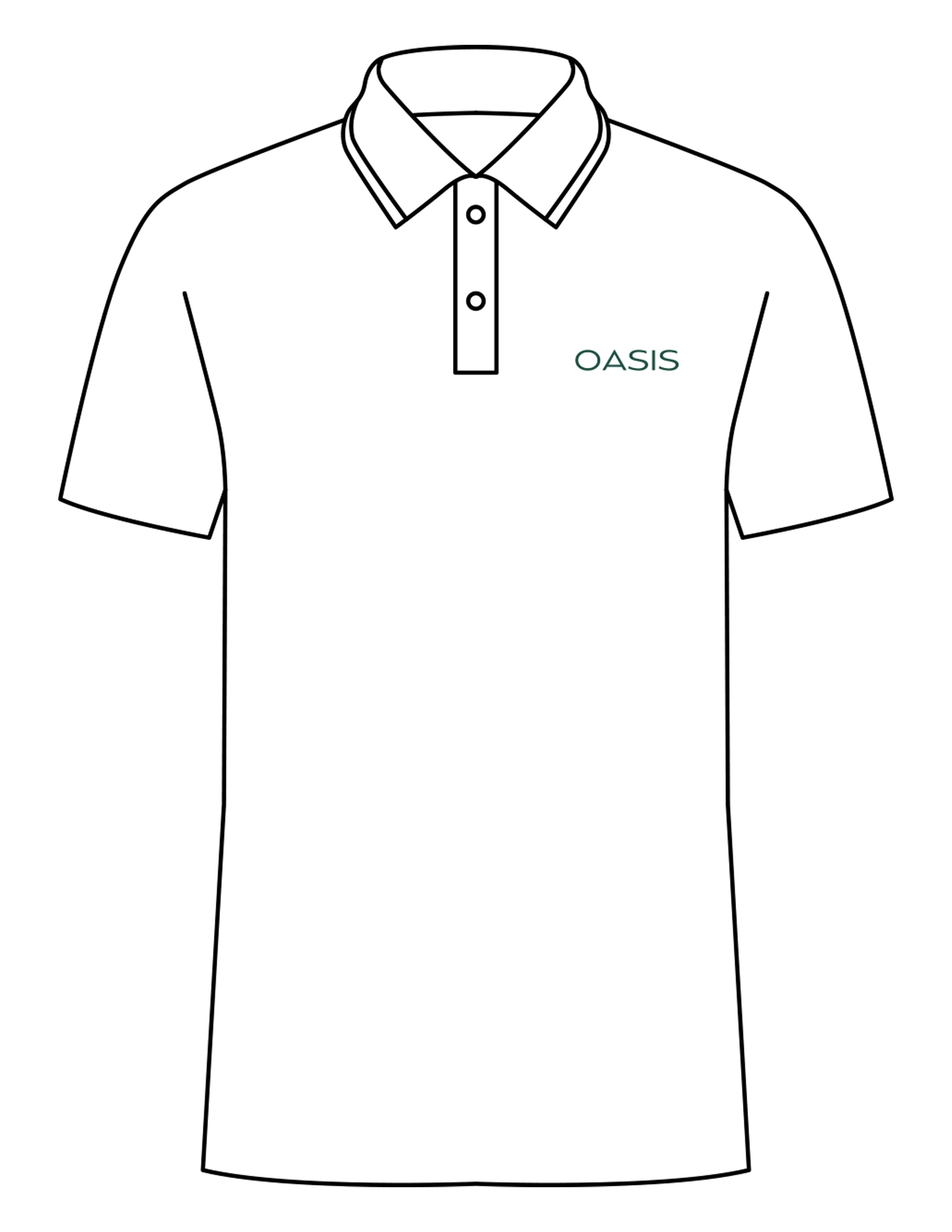 The Mens Polo - White - OCWC - Left Chest "OASIS" - Printed - Green
