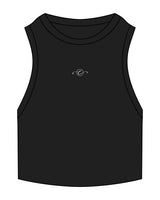 The Ribbed Crop Tank - Black - Dr Courtney - Center Chest - Embroidered - White