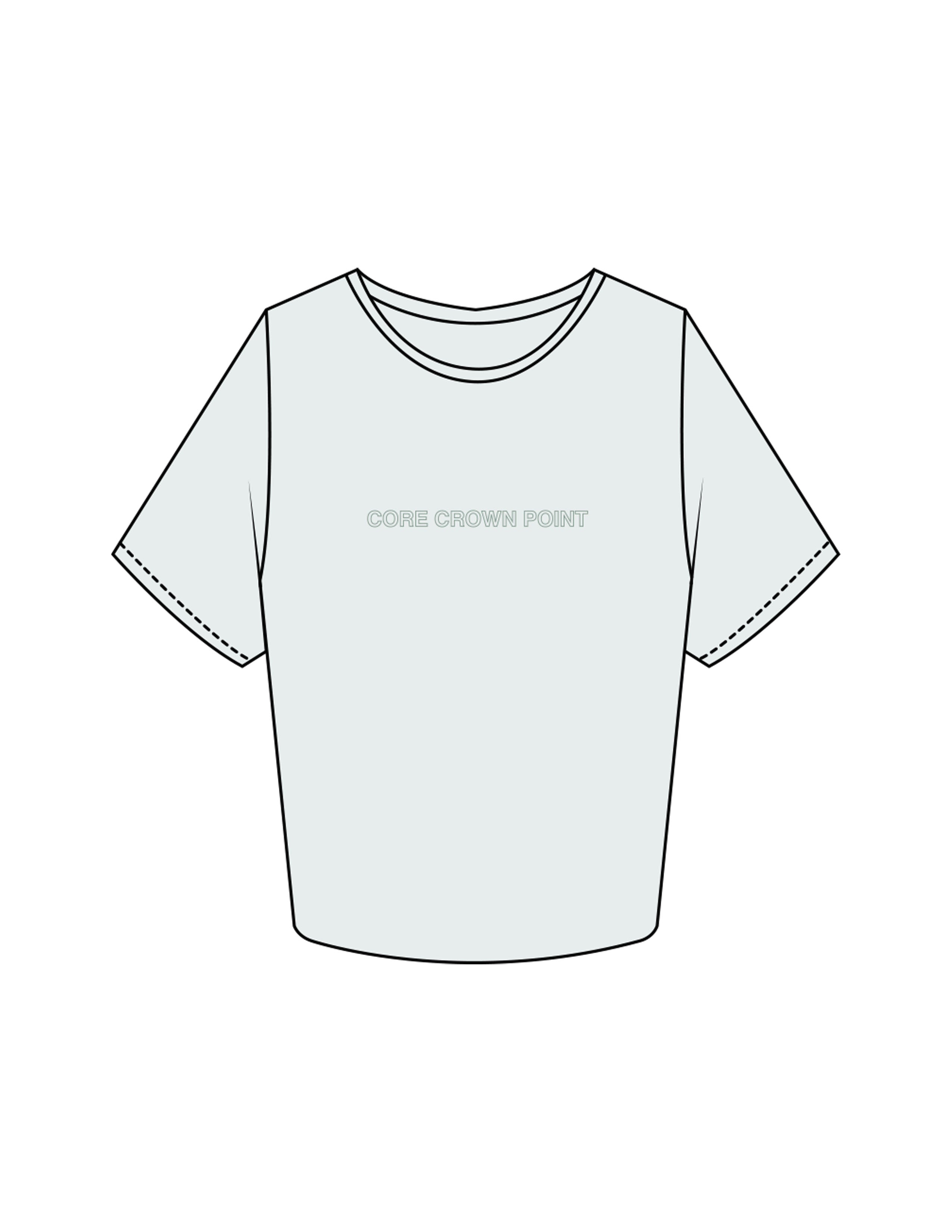 The Crop Tee - Seafoam - Core Crown Point - Center Chest & Back Stacked - Printed - Sage