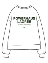The Recycled Unisex Crewneck - White - Powerhaus Lagree - Center Chest & Back Stacked - Printed - Green