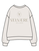 The Womens Crewneck - Bone - Velvaere - Center Chest & Back Stacked - Printed - Eucalyptus