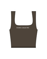The Square Neck Tank - Brown - Evolve Collective - Center Chest - Printed - White
