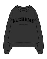 The Womens Crewneck - Washed Black - ALCHEME - Center Chest & Back Center - Black