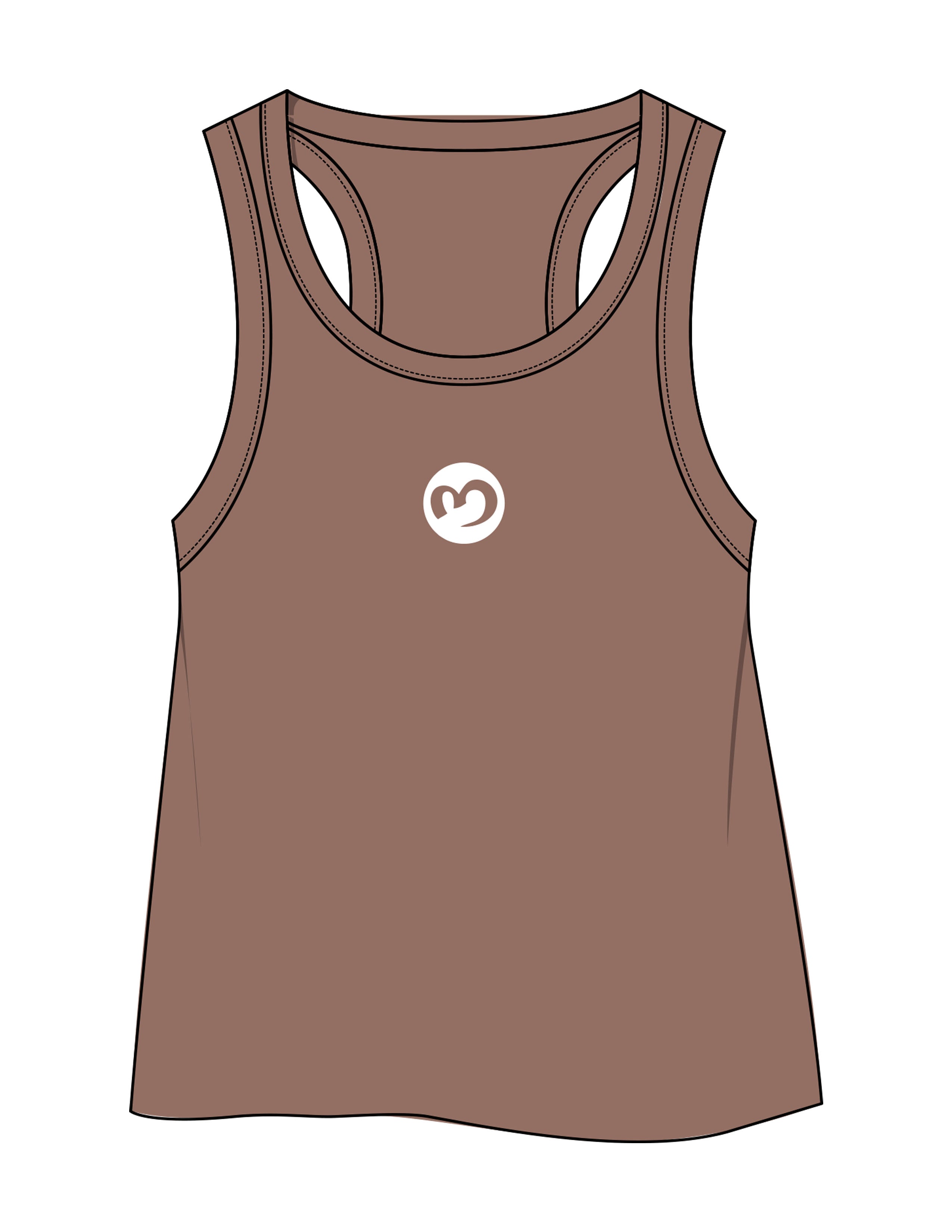 The Crop Tank - Cacao - Mantra - Center Chest & Back Neckline - Printed - White