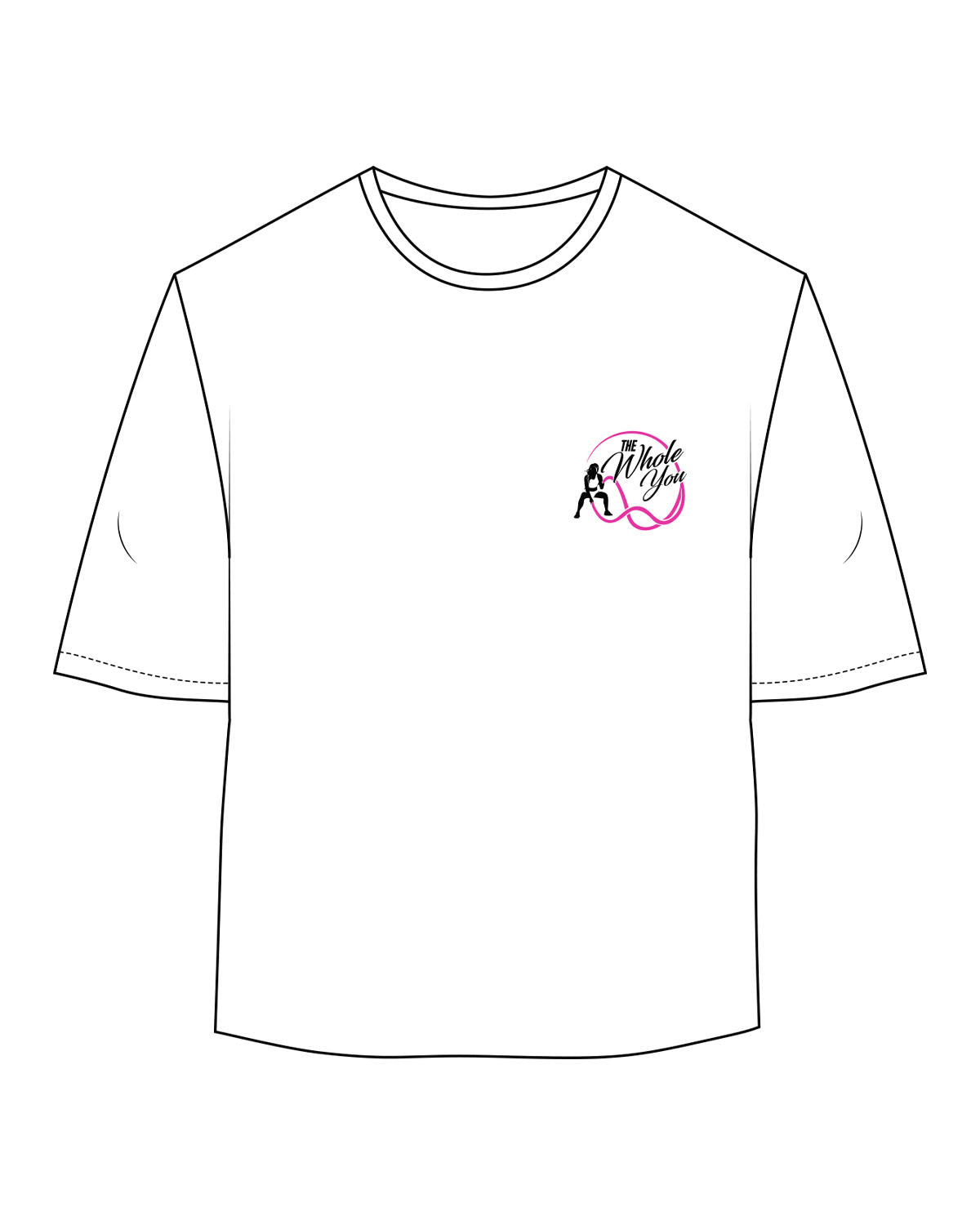 The Oversized Crop Tee - White - The Whole You Wellness - Left Chest & Back Image - Printed - Full Color