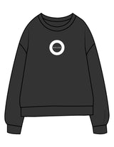 The Midweight Unisex Crewneck - Washed Black - HiLo - Center Chest & Back Stacked - Printed - White