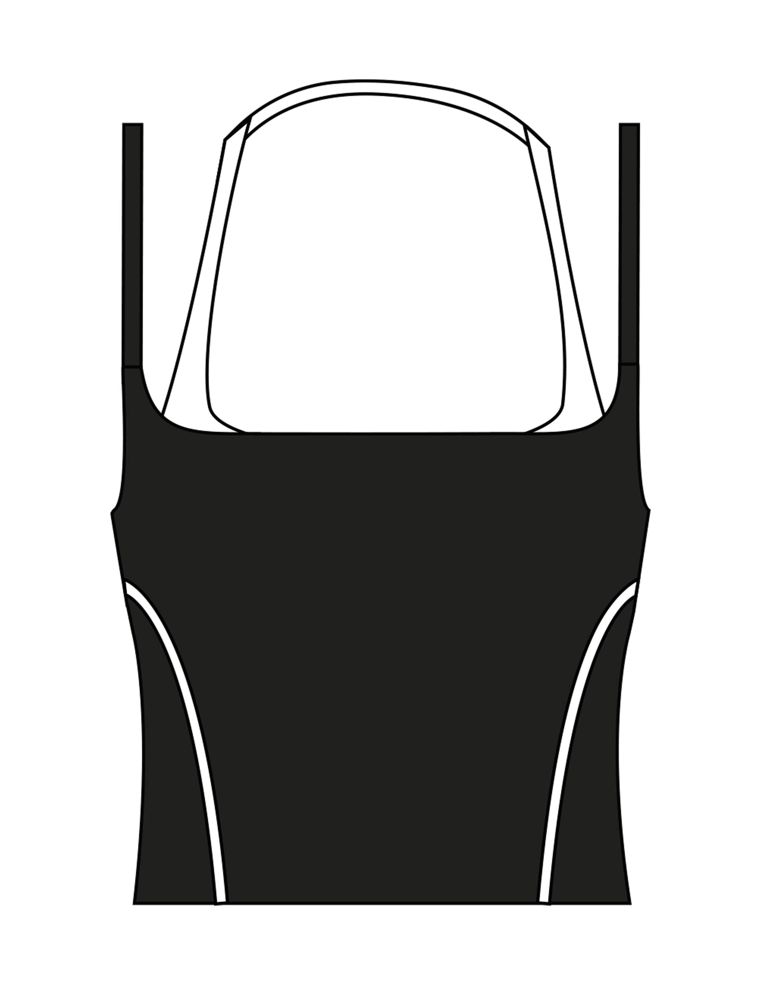 The Piped Tank - Black - Peach F.L - Center Back - Printed - White
