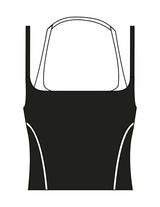 The Piped Tank - Black - Peach F.L - Center Back - Printed - White