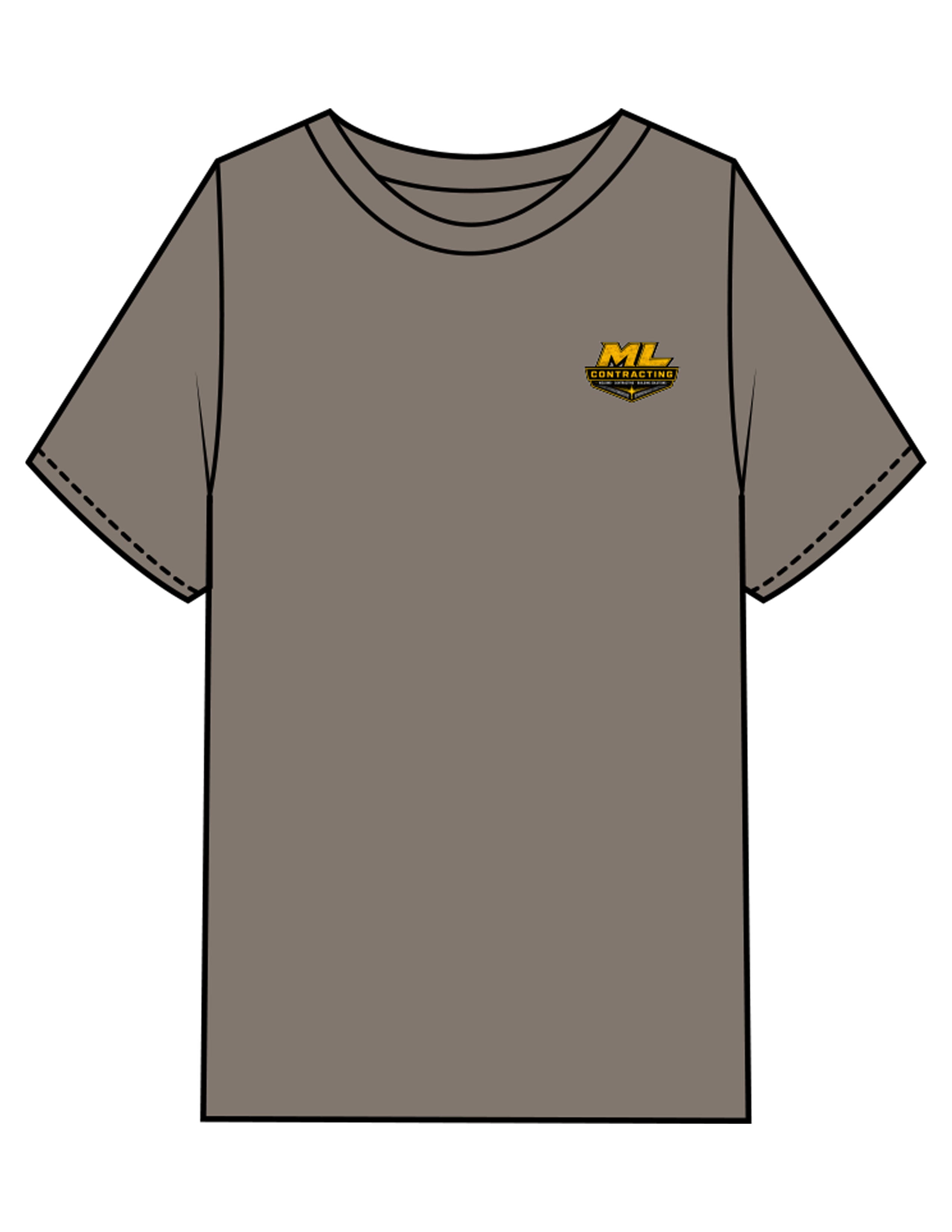 The Mens Heavyweight Tee - Grey Stone - ML Contracting LLC - Left Chest & Back Image - Printed - Full Color