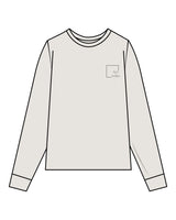 The Womens Heavyweight Long Sleeve - Washed Bone - Slo x Form - Left Chest Squared - Printed - Charcoal Gray
