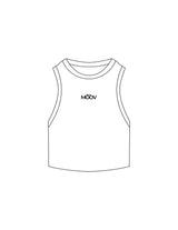 The Ribbed Crop Tank - White - Moov Seattle - Center Chest - Embroidered - Black