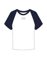 The Micro Rib Baby Tee - White / Navy - C Wickson - Center Chest Logo - Printed - Full Color