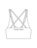 The Strappy Bra - White - Golden Hour - Center Back - Printed - Black
