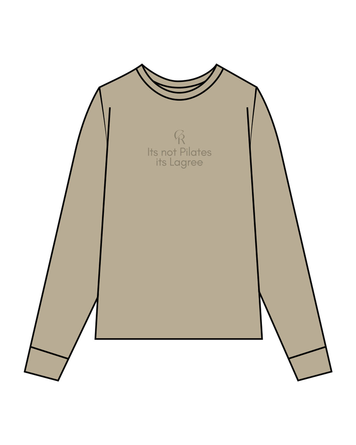 The Mens Heavyweight Long Sleeve - Washed Khaki - Core Reform - Center Chest Stacked - Printed - Tone on Tone