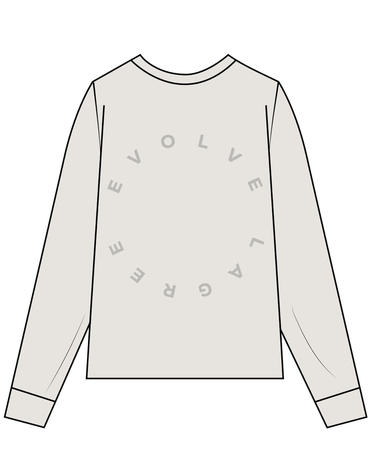 The Womens Heavyweight Long Sleeve - Washed Bone - Evolve Lagree - Back Center - Tone on Tone