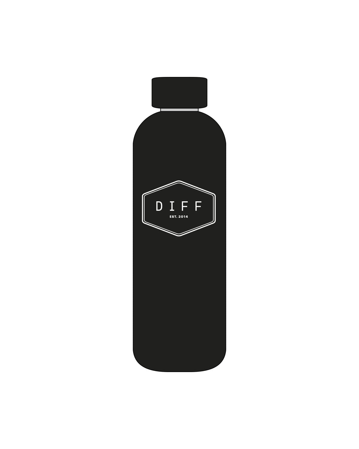 The Water Bottle - Black - DiffEyewear - Center EST - Printed - White